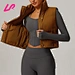 brown crop puffer vest